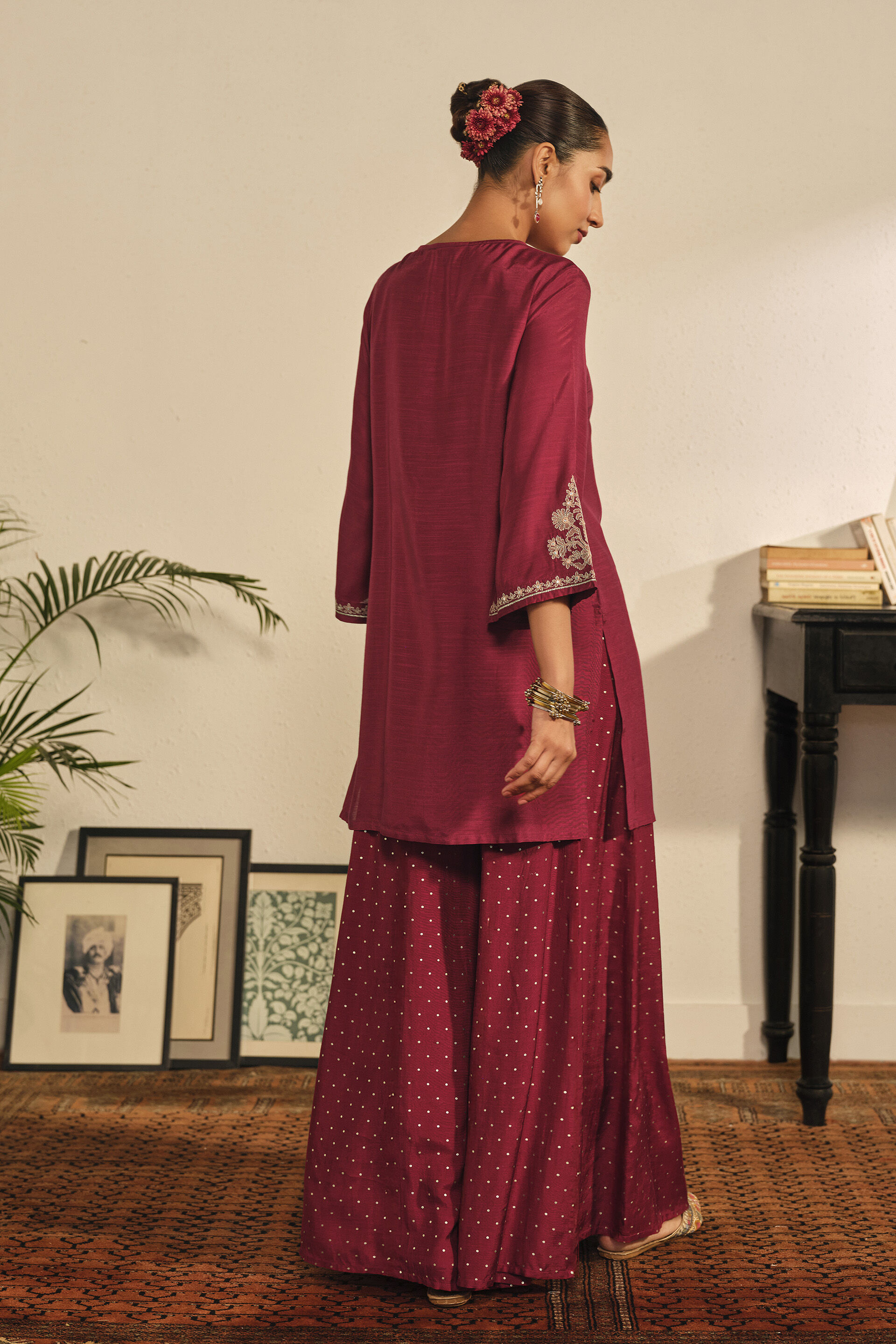Embroidered Tunic in Red, Red, image 6